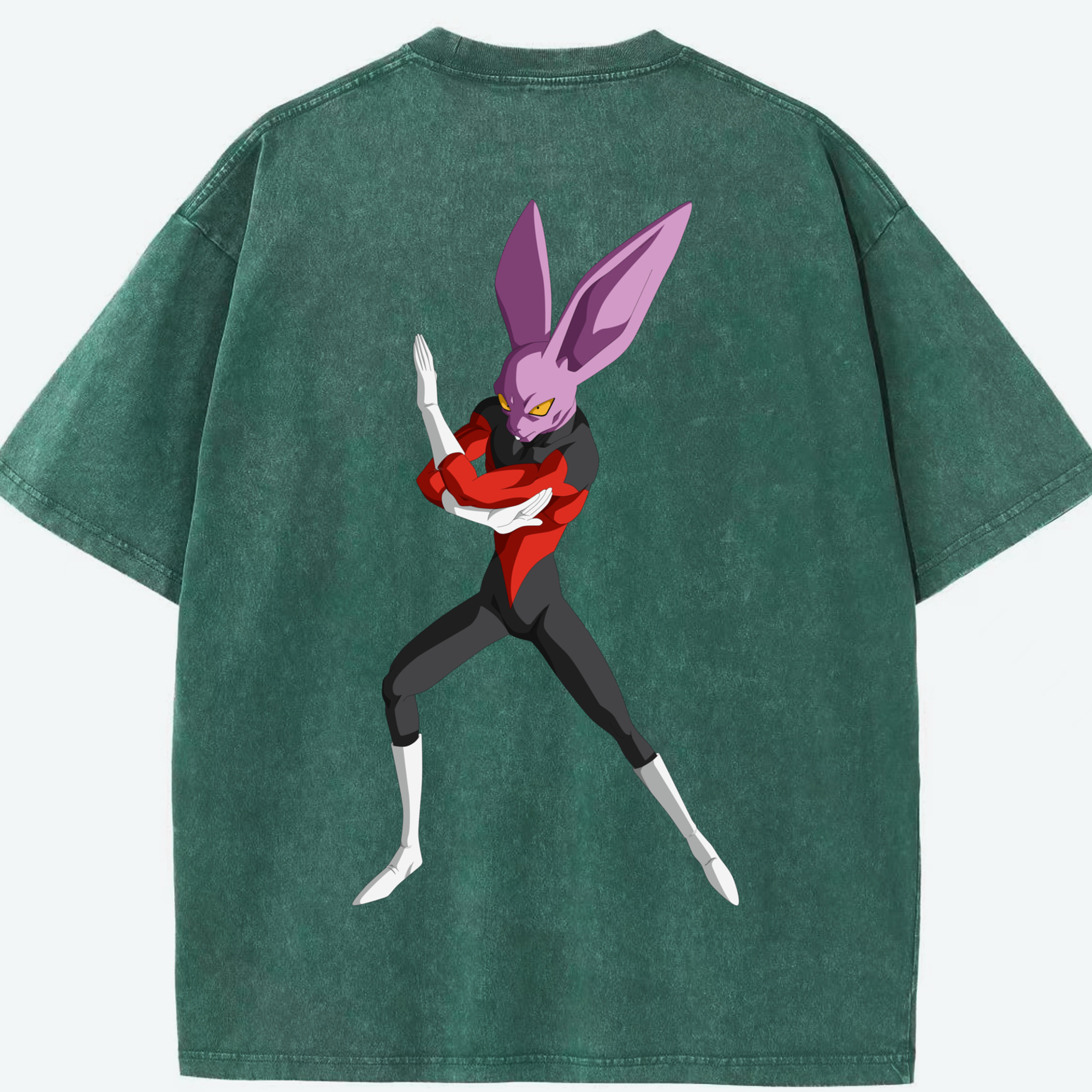 （画像用） ドラゴンボール ビルス 破壊神ビルス DRAGON BALL Beerus Birusu 綿100% ヴィンテージ風 半袖Tシャツ（背面プリント）